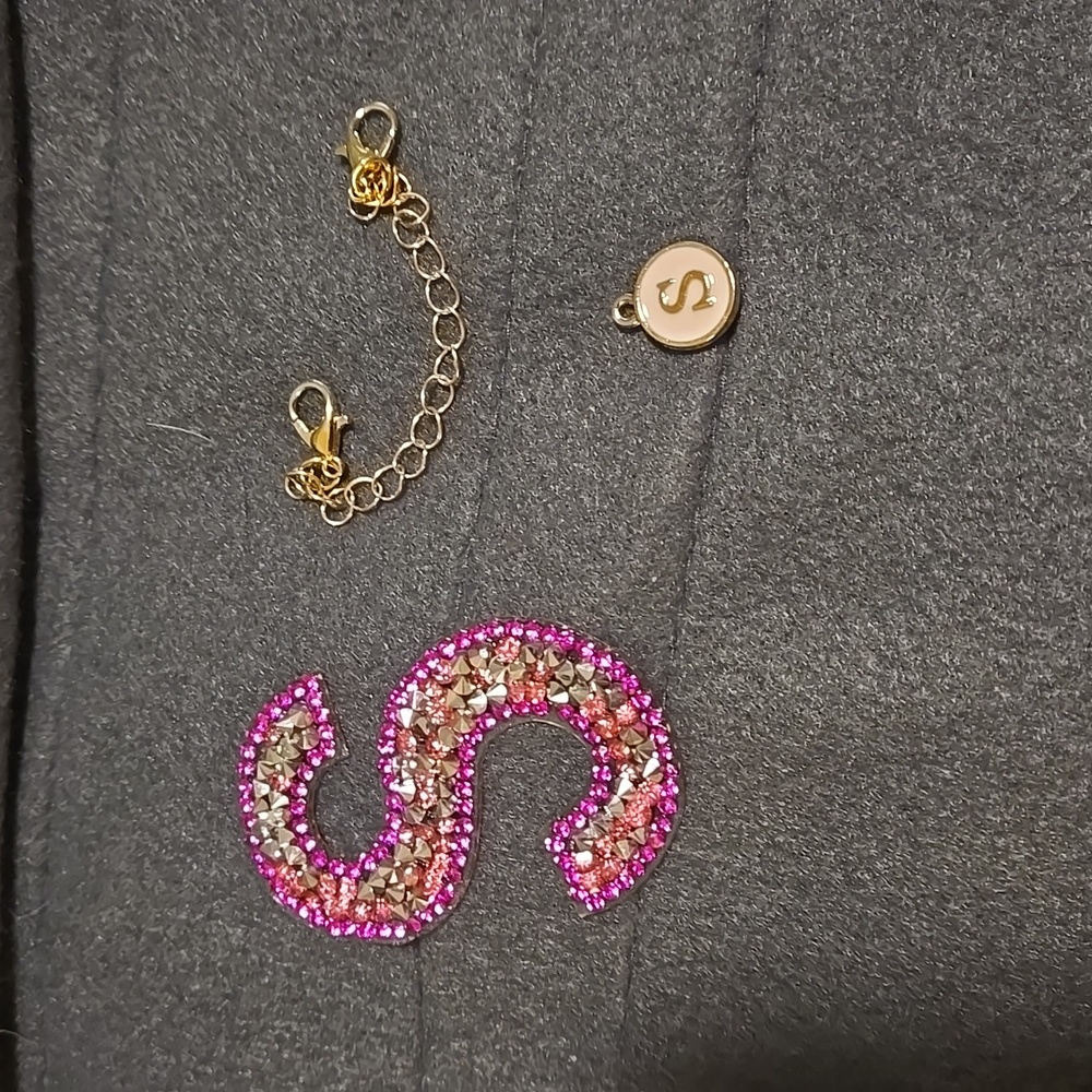 Rhinestone S sticker and charm